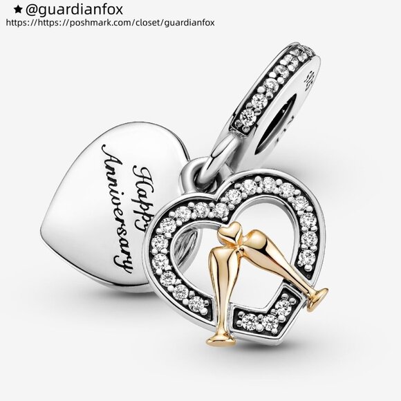 Pandora Two-tone Happy Anniversary Dangle Charm - Picture 3 of 4